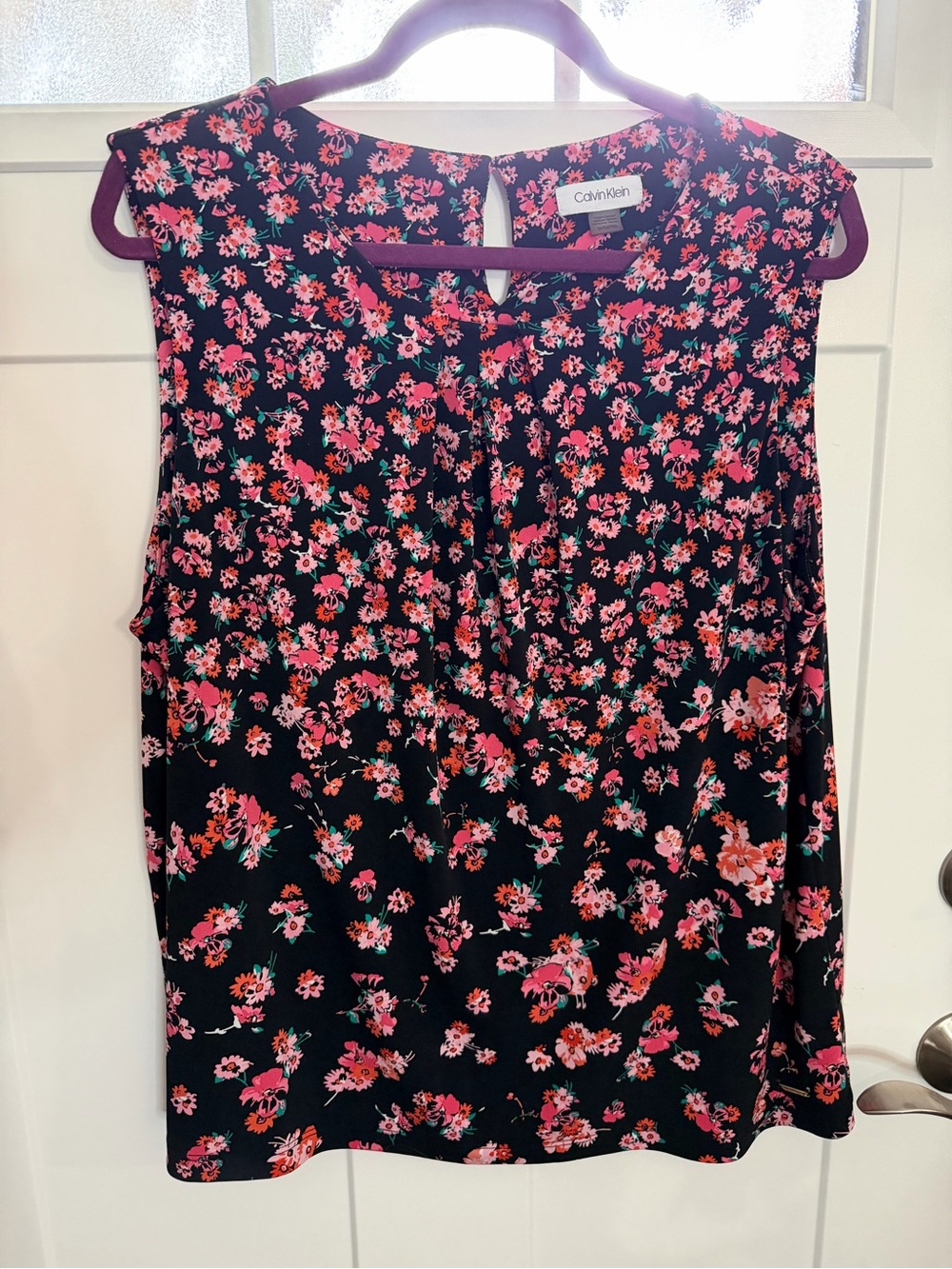 Calvin Klein Black Floral A-Line Women's blouse XL